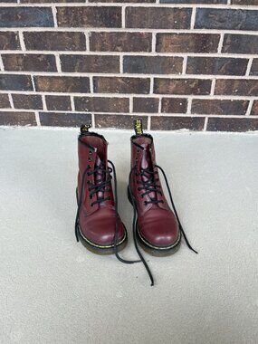 Dr. Martens Classic Leather Lace Up Boots Cherry Red